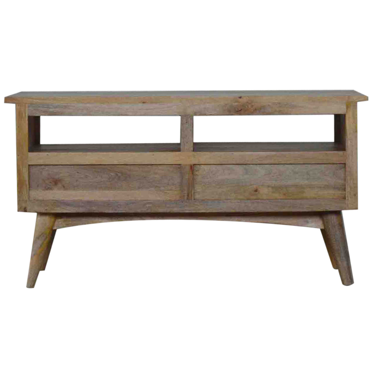 Solid Mango Wood Oak Finished 2 Drawer Media Unit - Image 7