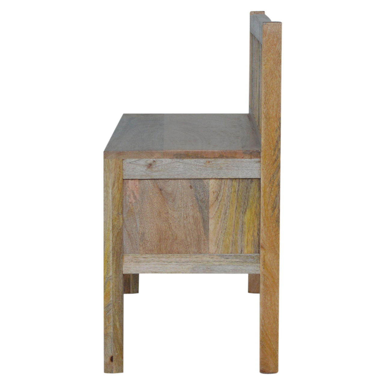 Solid Mango Wood Oak Finished His & Hers Carved Storage Bench - Image 8
