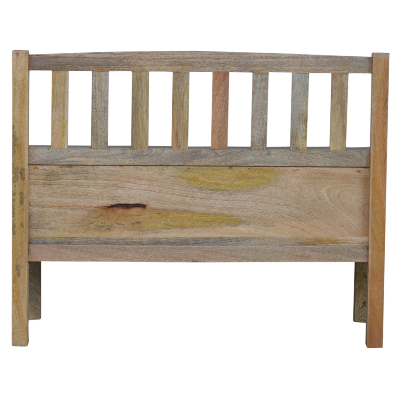 Solid Mango Wood Oak Finished His & Hers Carved Storage Bench - Image 11