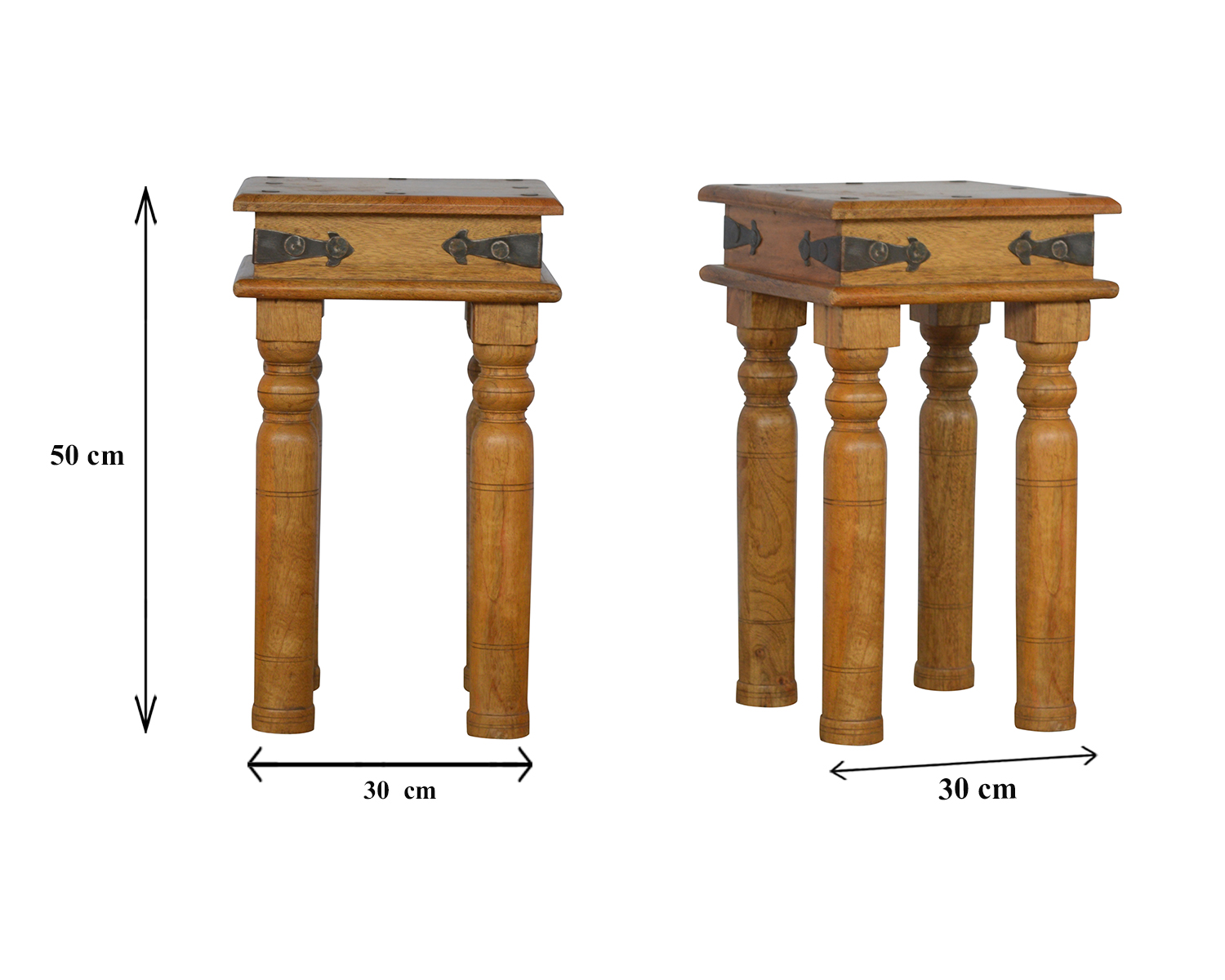 Solid Mango Wood Oak Finished Thakat End Table - Image 4
