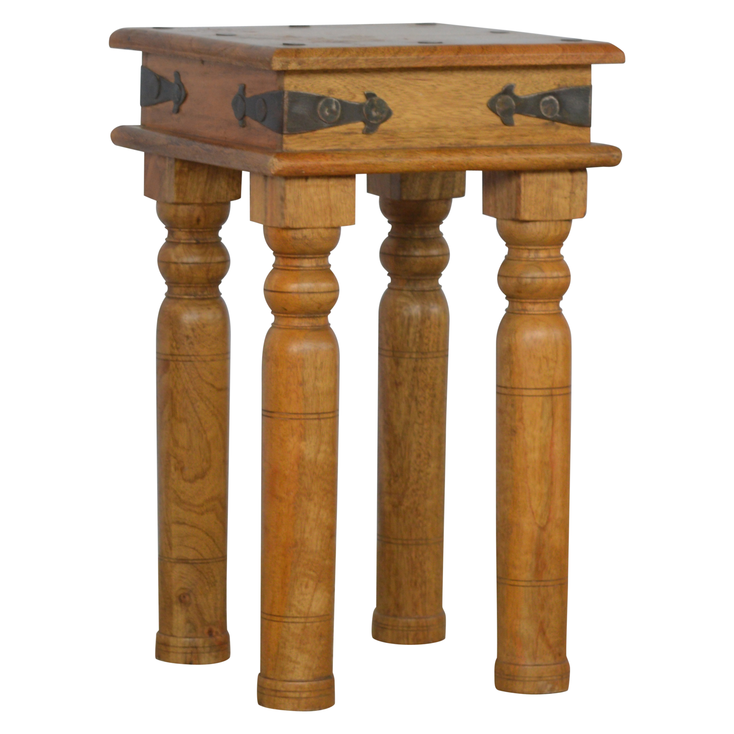Solid Mango Wood Oak Finished Thakat End Table - Image 3