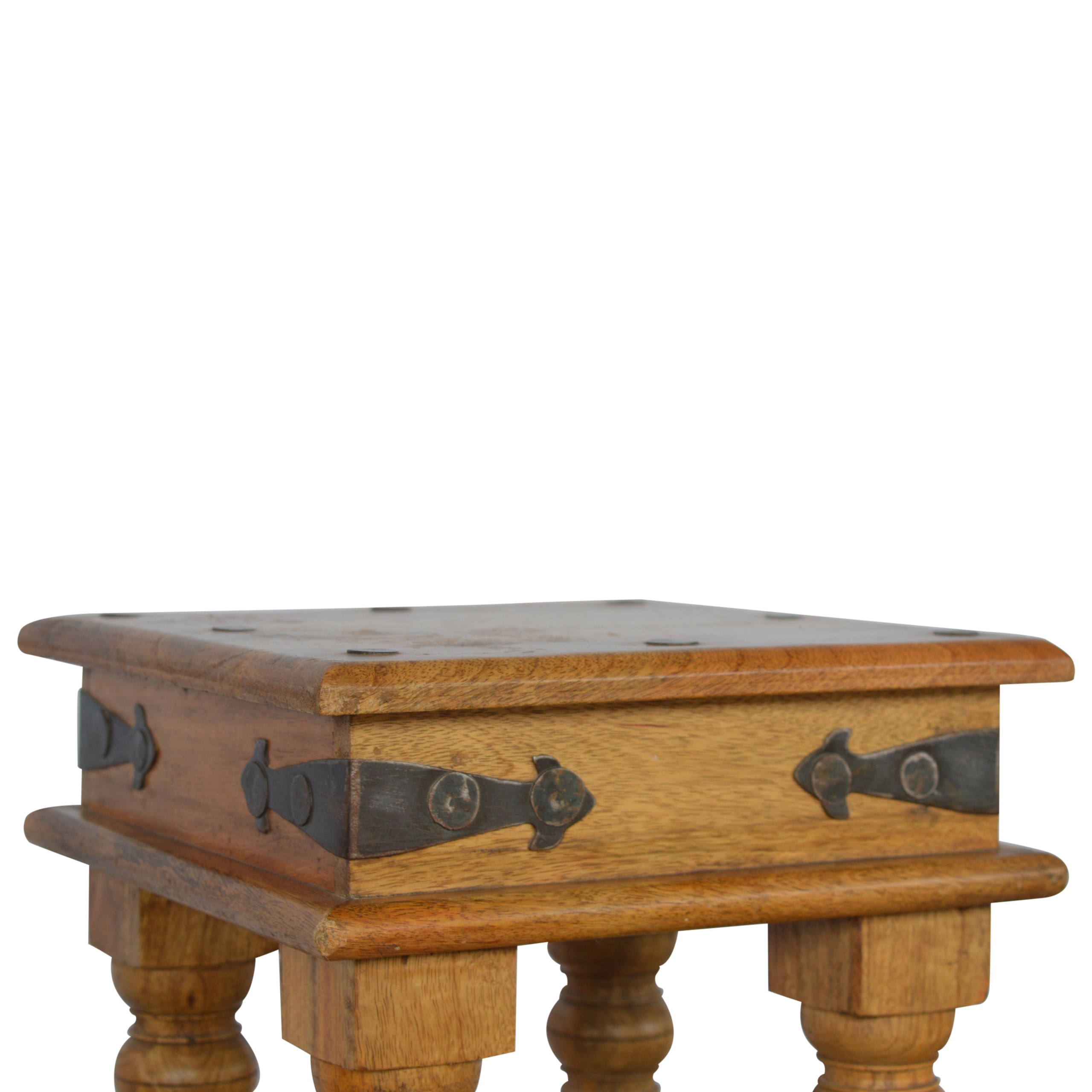 Solid Mango Wood Oak Finished Thakat End Table - Image 6