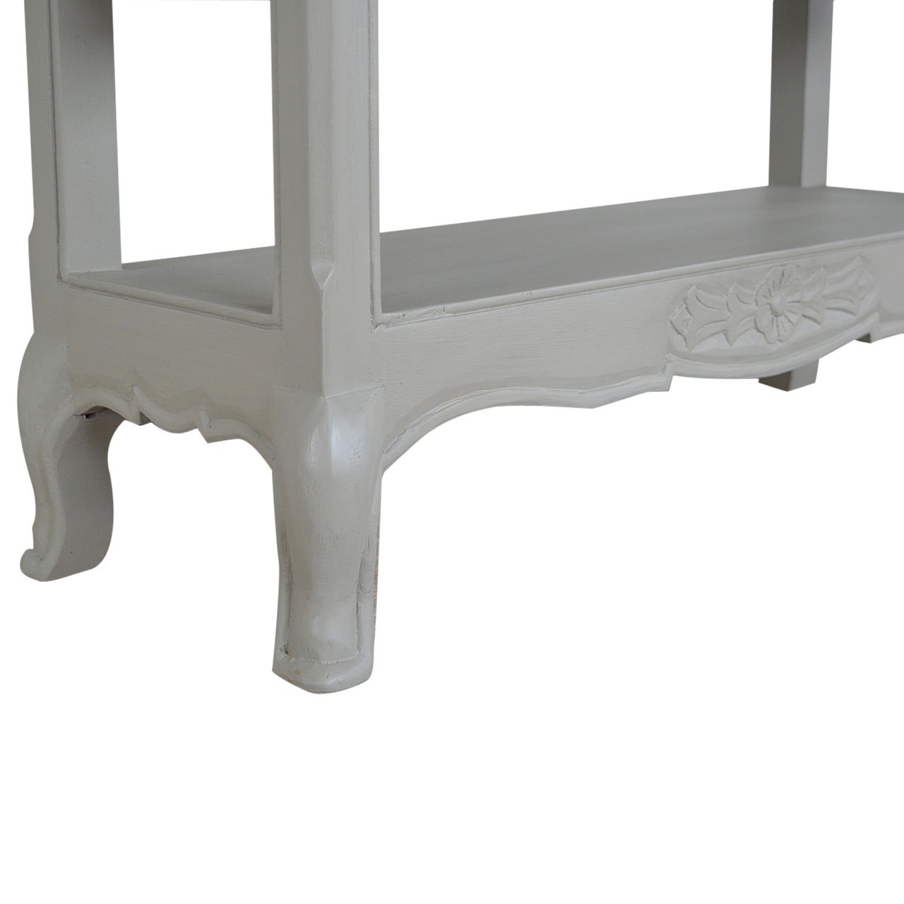 Solid Mango Wood Oak & Hand Painted Grey 2 Drawer French Style Console Table - Image 10