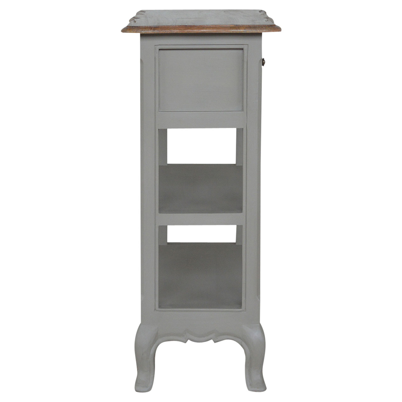 Solid Mango Wood Oak & Hand Painted Grey 2 Drawer French Style Console Table - Image 12
