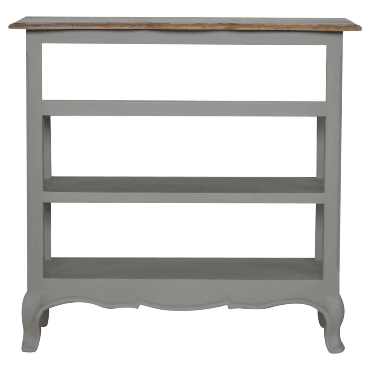 Solid Mango Wood Oak & Hand Painted Grey 2 Drawer French Style Console Table - Image 13