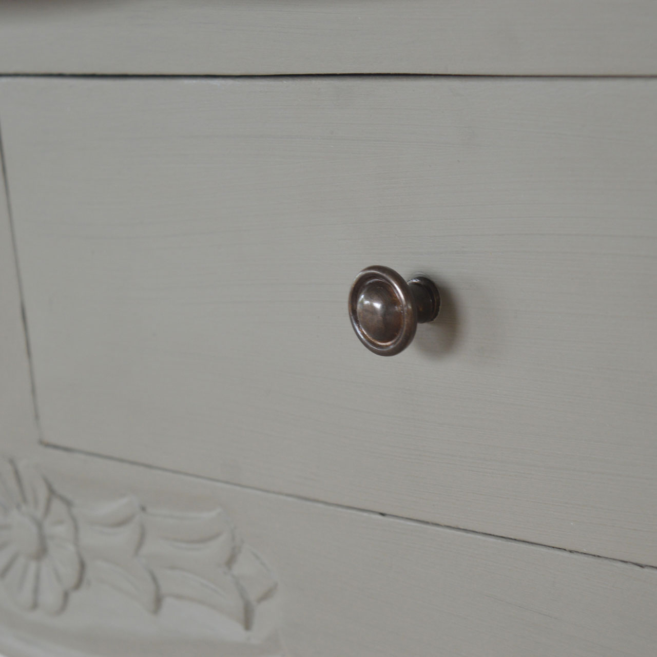 Solid Mango Wood Oak & Hand Painted Grey 2 Drawer French Style Console Table - Image 6