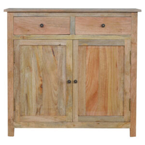 Solid Mango Wood Oak Finished 2 Drawers 2 Doors Country Style Sideboard