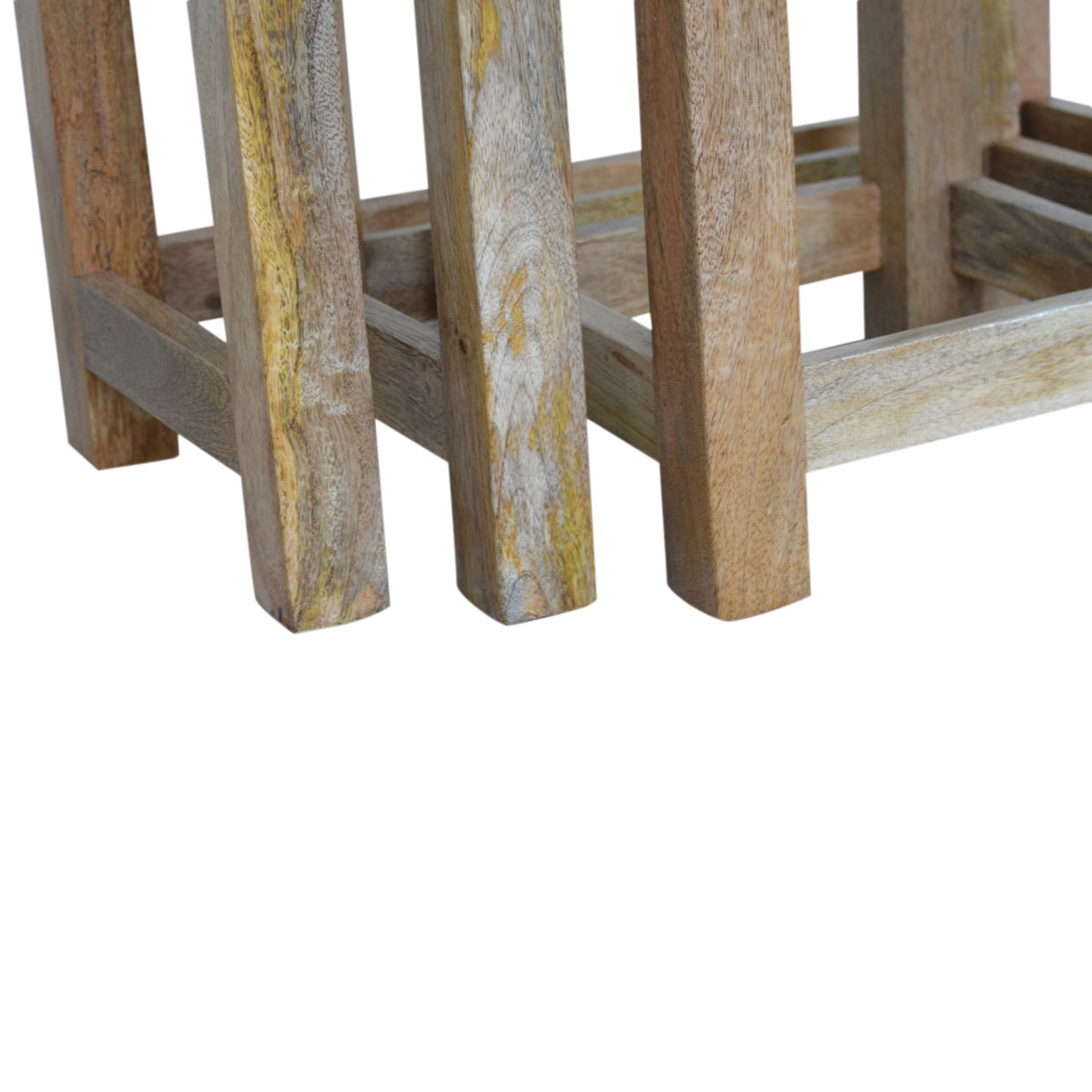 Solid Mango Wood Oak Finished Set of 3 Country Stools - Image 4