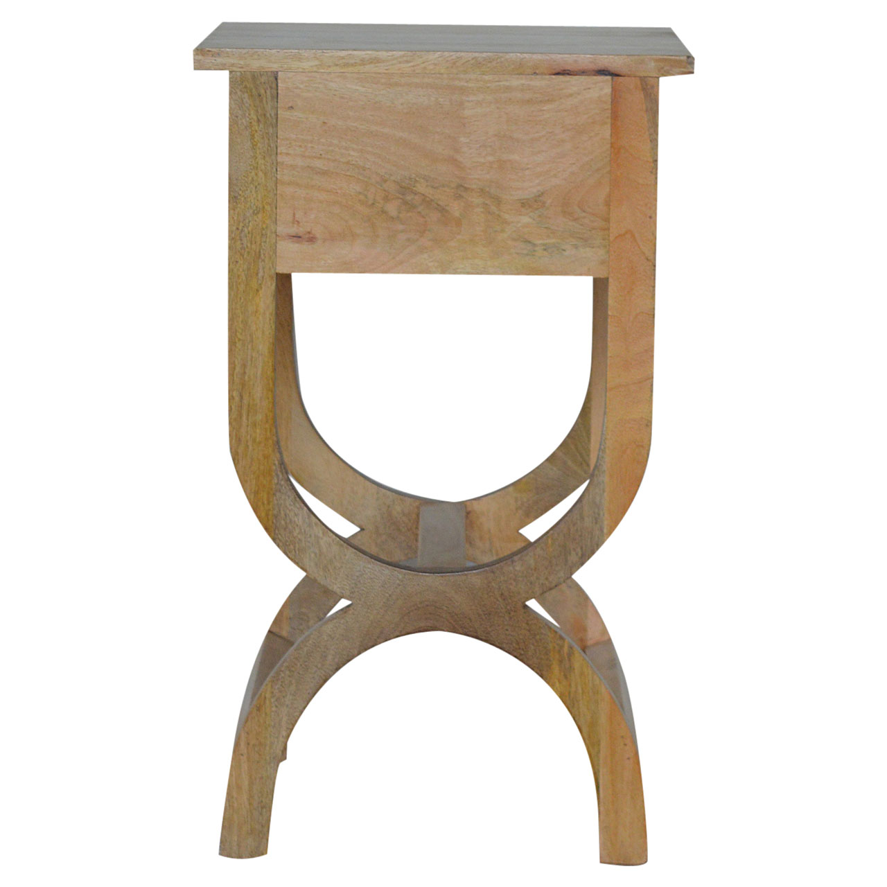 Solid Mango Wood Oak Finished Serpentine Bedside - Image 4