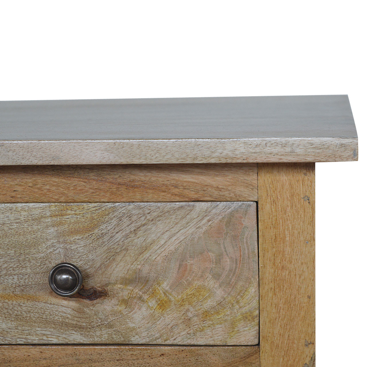 Solid Mango Wood Oak Finished Serpentine Bedside - Image 7