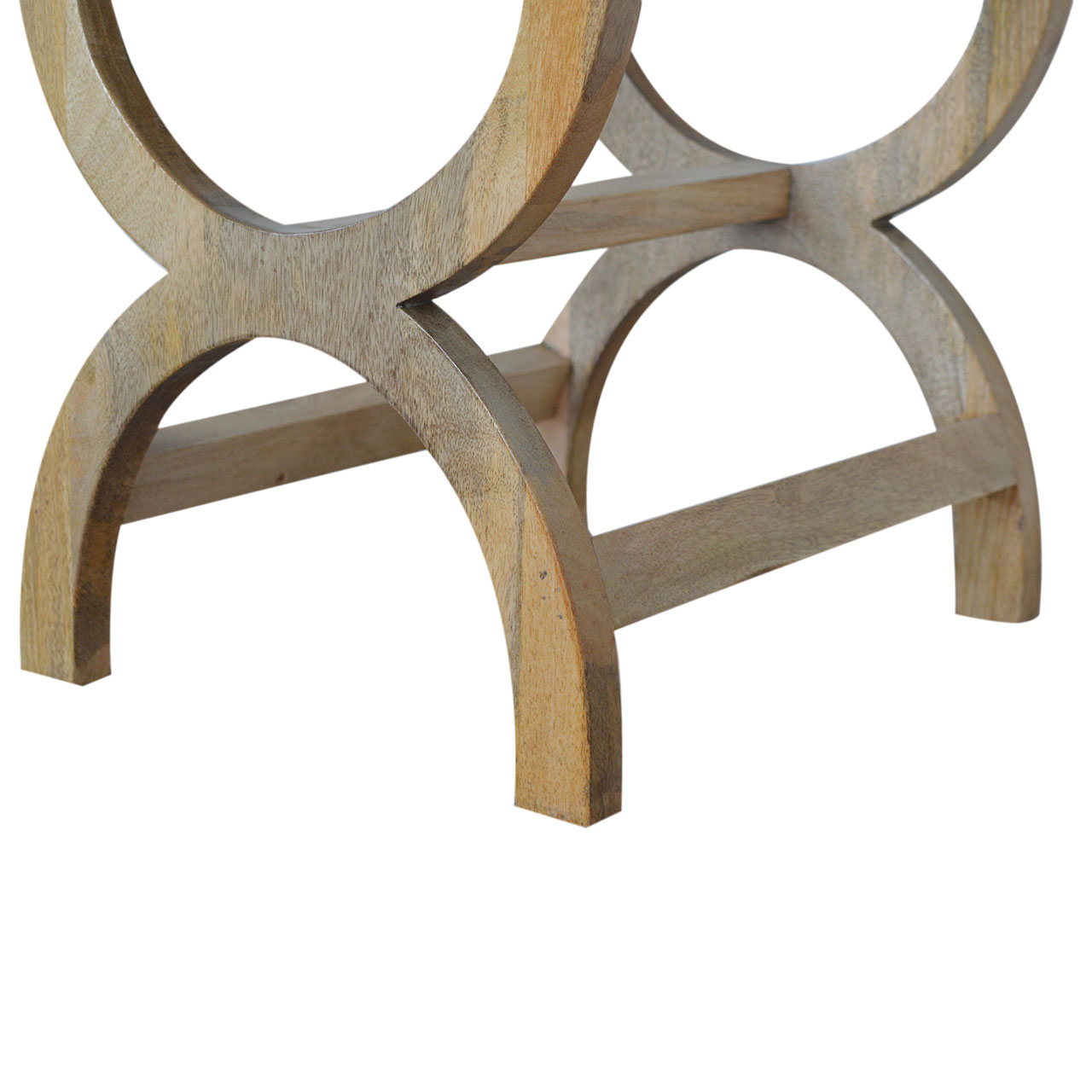 Solid Mango Wood Oak Finished Serpentine Bedside - Image 2