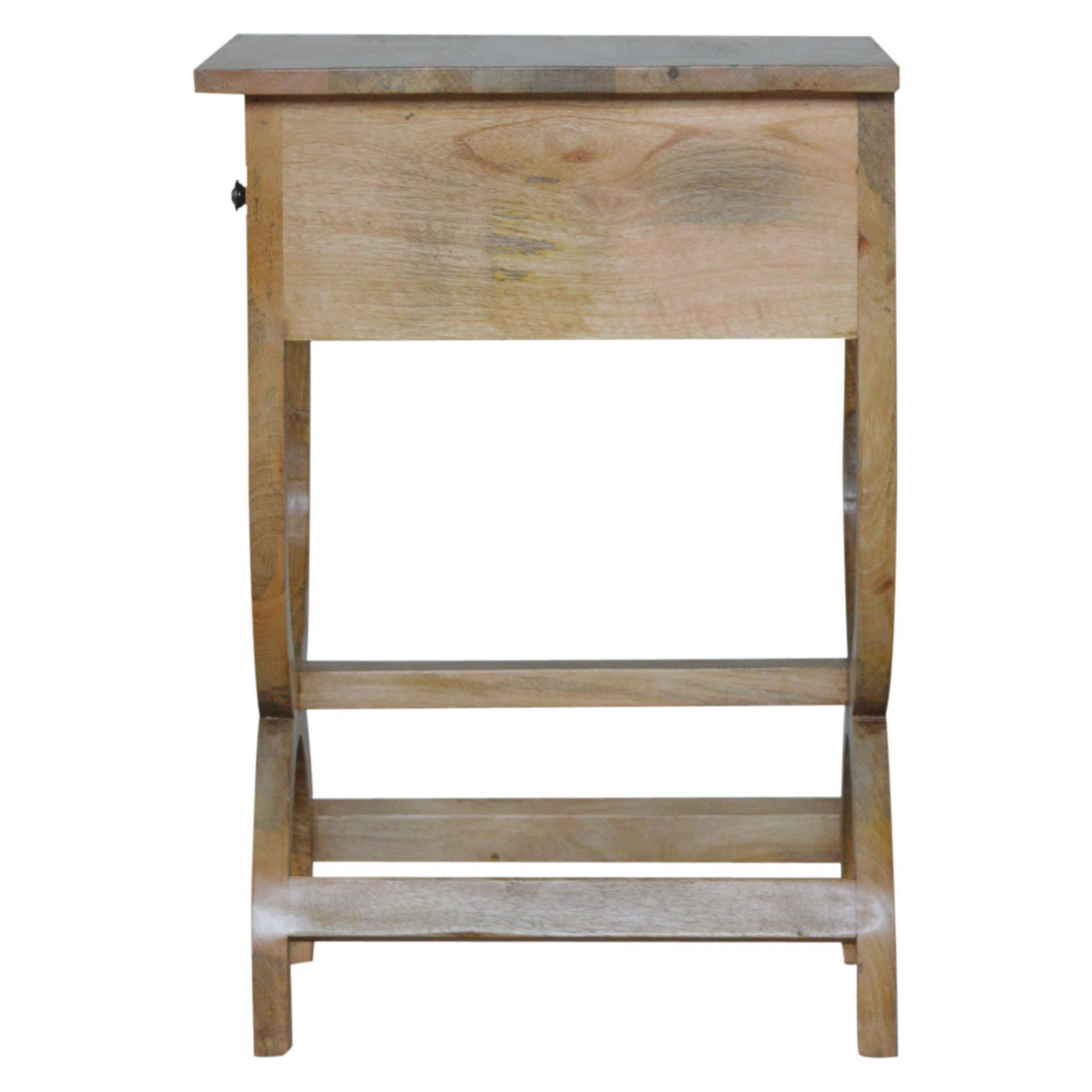 Solid Mango Wood Oak Finished Serpentine Bedside - Image 8