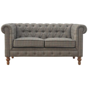 Solid Mango Wood Multi Tweed 2 Seat Chesterfield