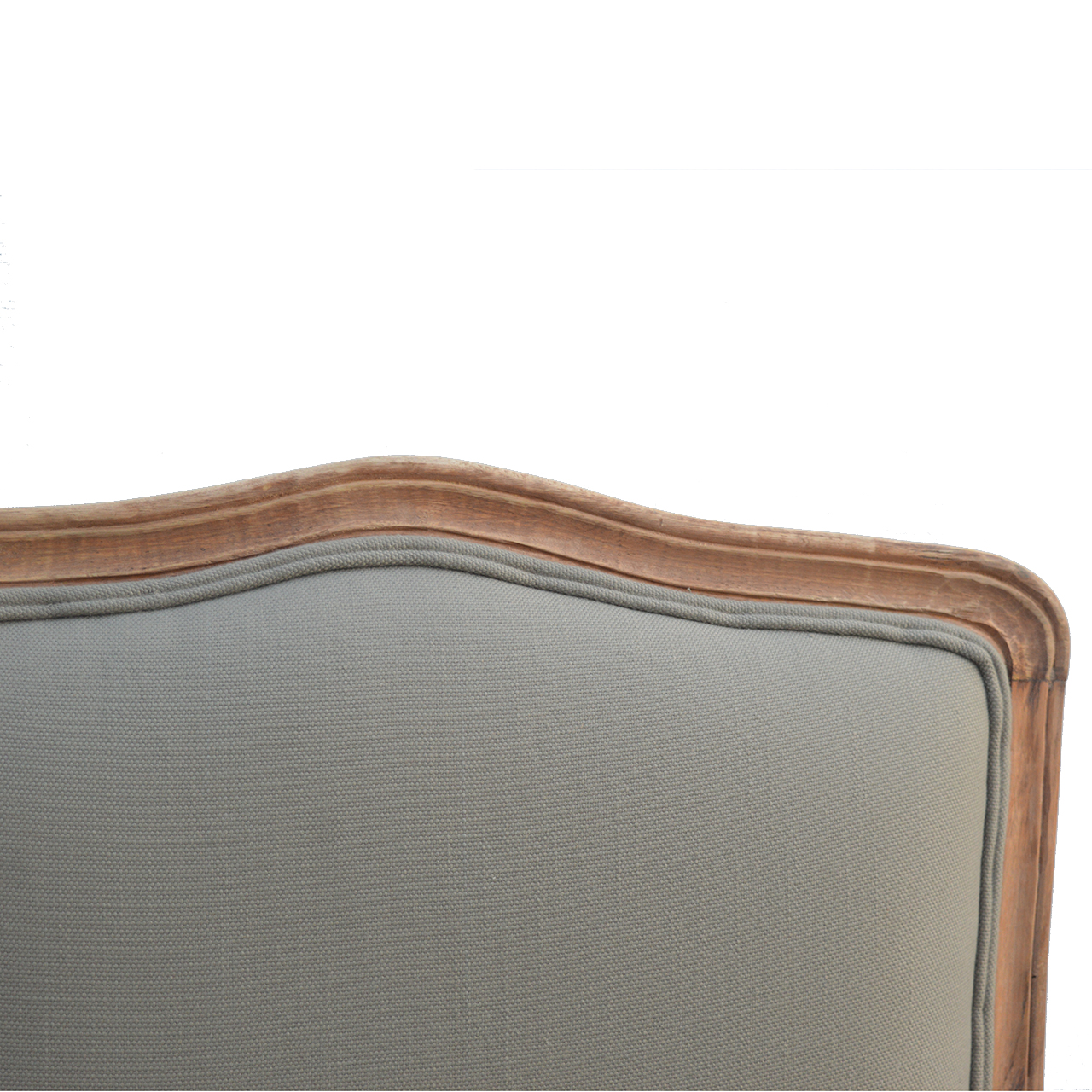 Solid Mango Wood Sun Bleached Finished French Style Upholstered Armchair - Image 7