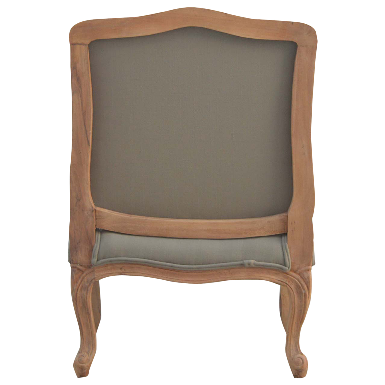 Solid Mango Wood Sun Bleached Finished French Style Upholstered Armchair - Image 9
