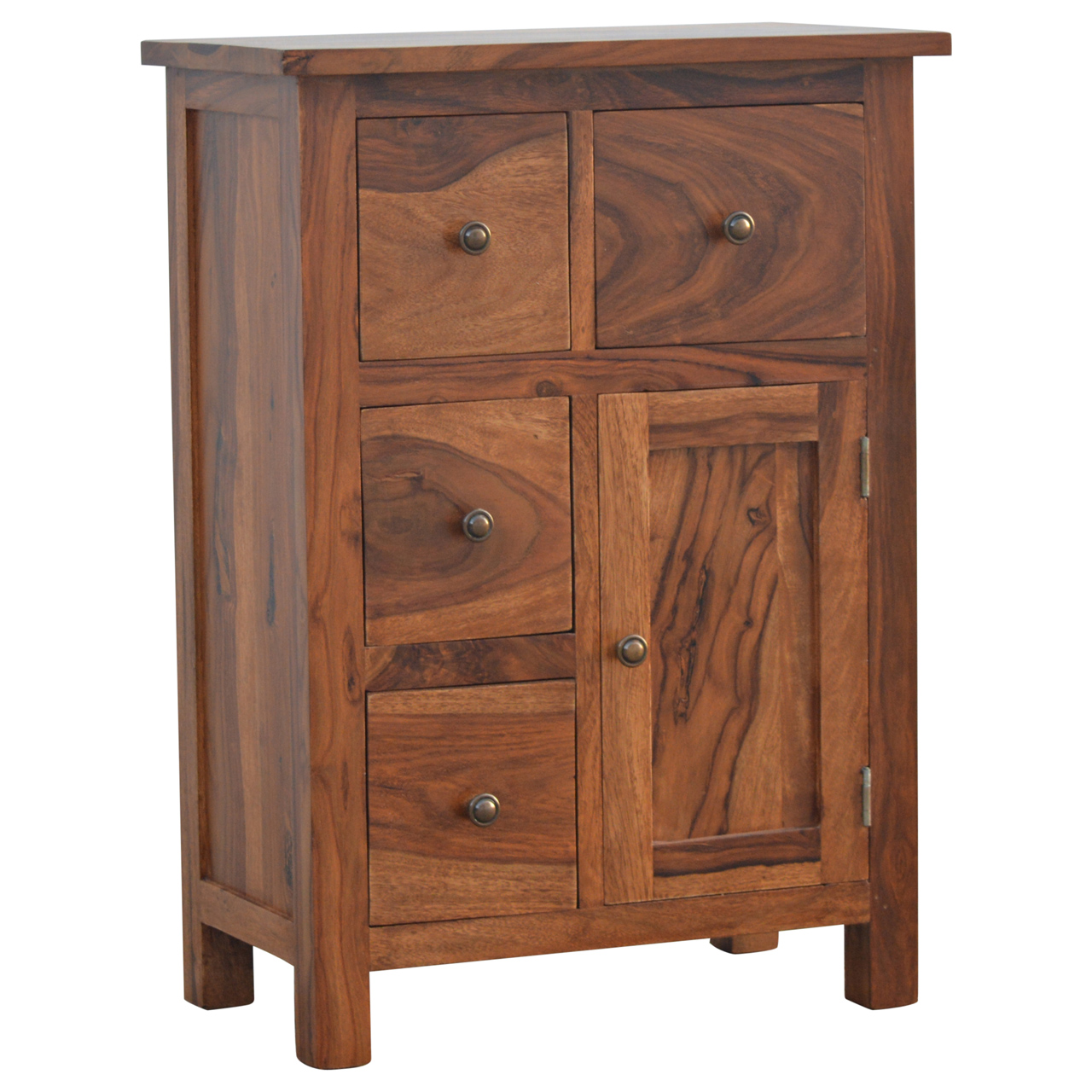 Solid Sheesham Wood Honey Caramel Finished 4 Drawer Cabinet - Image 2