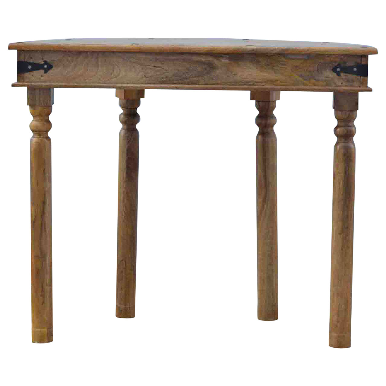 Solid Mango Wood Oak Finished 1 Drawer Serpentine Console Table - Image 5