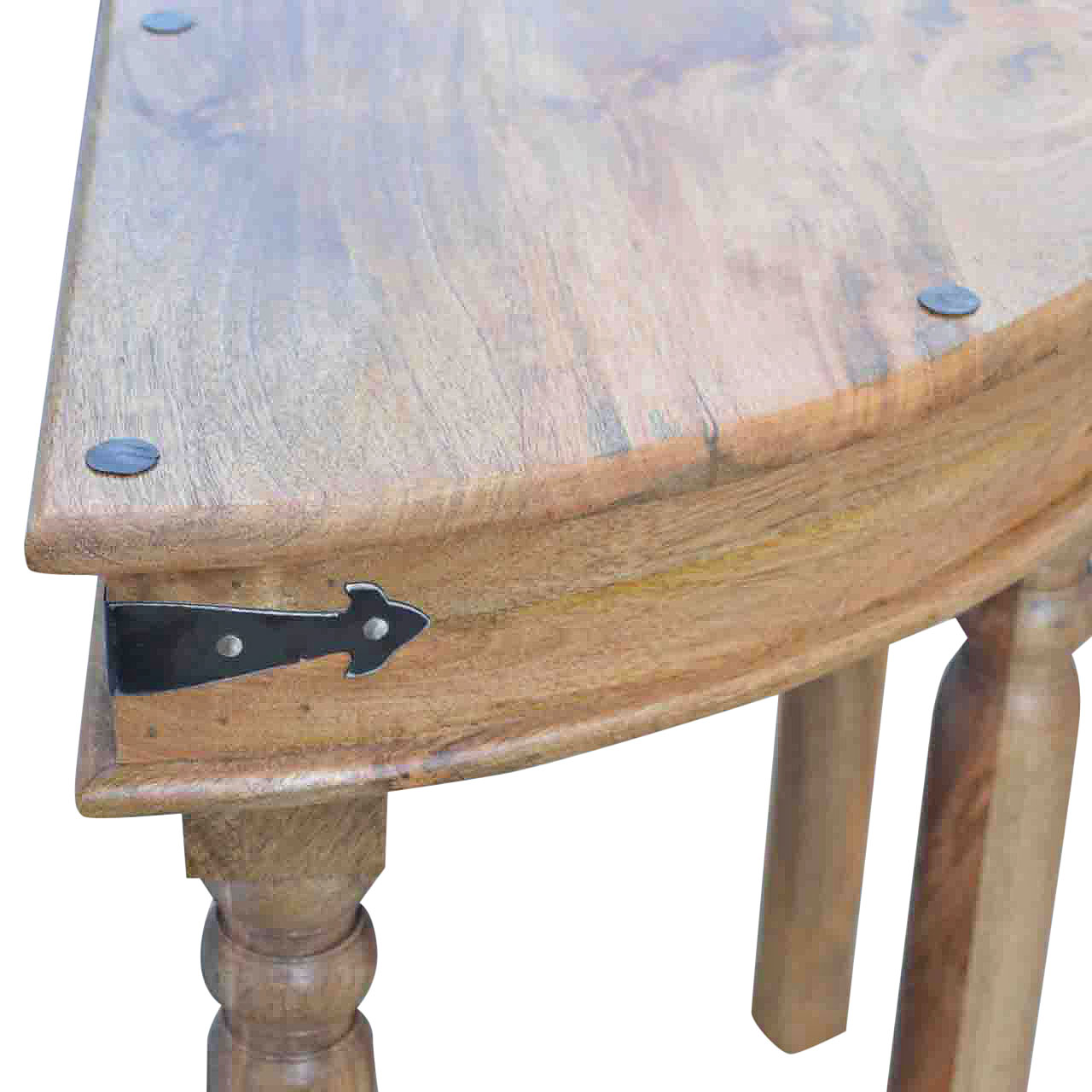 Solid Mango Wood Oak Finished 1 Drawer Serpentine Console Table - Image 8