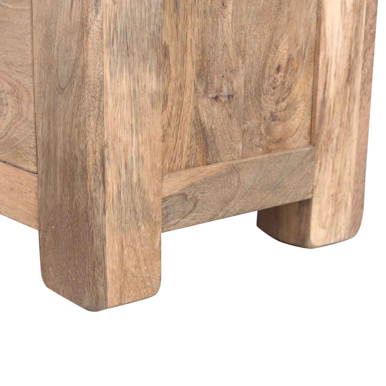 Solid Mango Wood Oak Finished Open Slot 3 Drawer Media Unit - Image 5