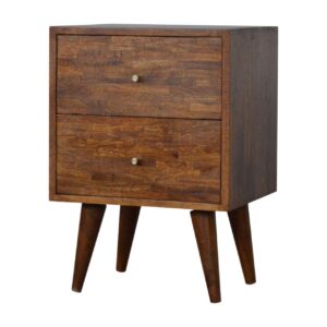 Solid Mango Wood Mixed Chestnut Finished 2 Drawer Bedside
