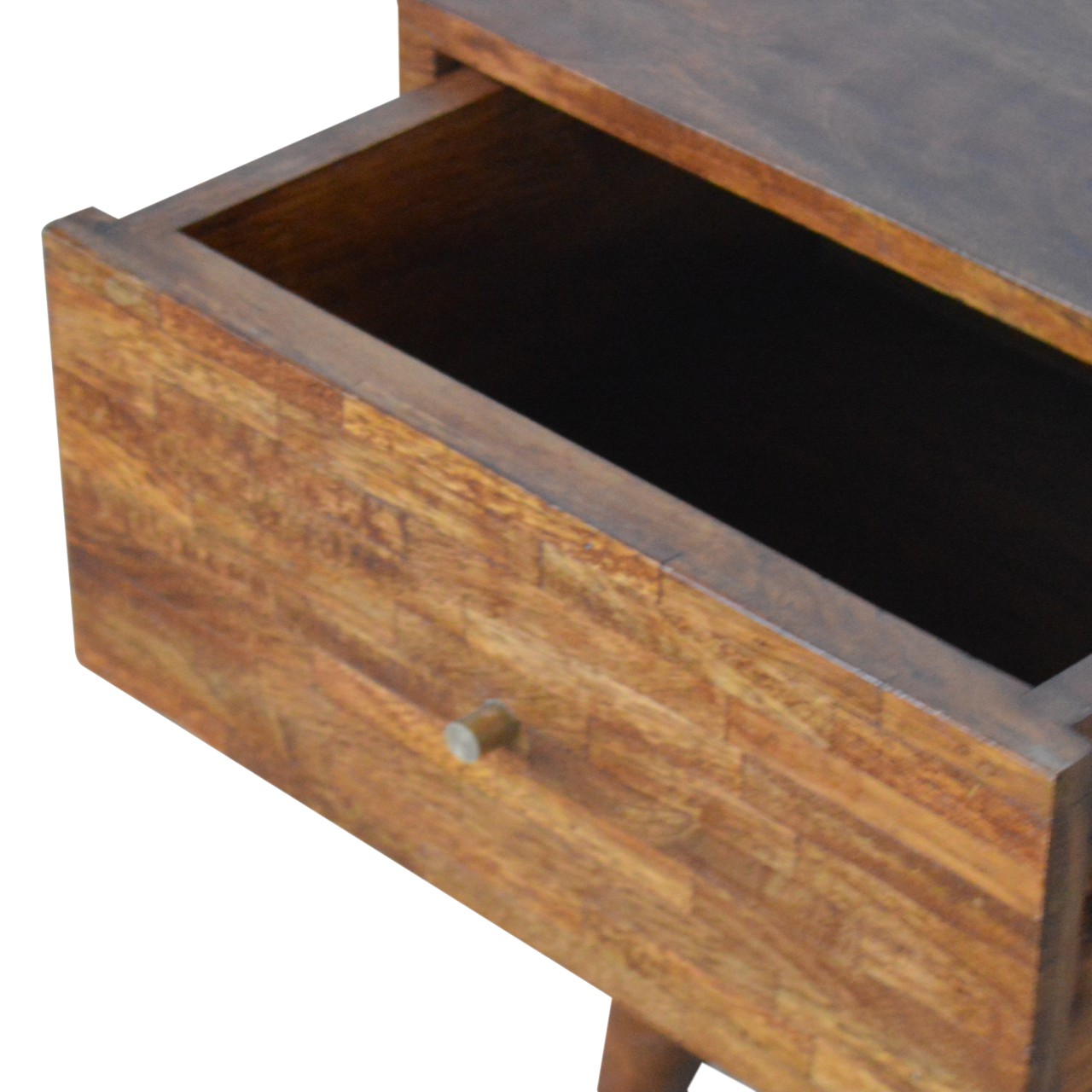Solid Mango Wood Mixed Chestnut Finished 2 Drawer Bedside - Image 6