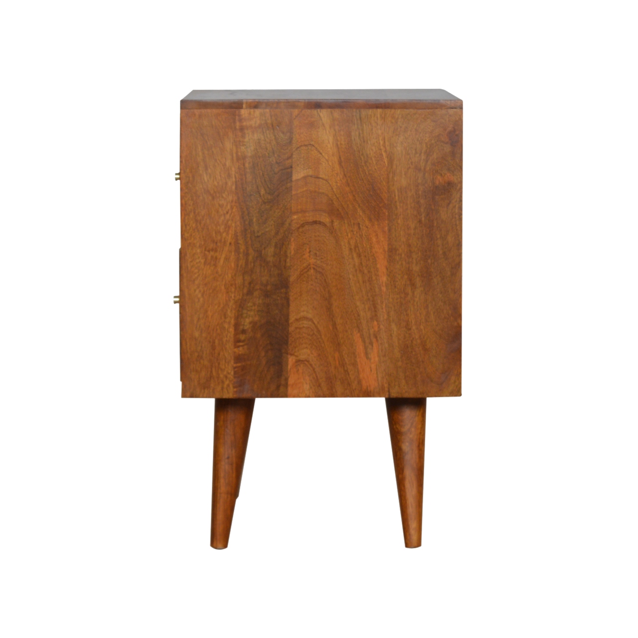 Solid Mango Wood Chestnut Finished 2 Drawer Herringbone Pattern Bedside - Image 7