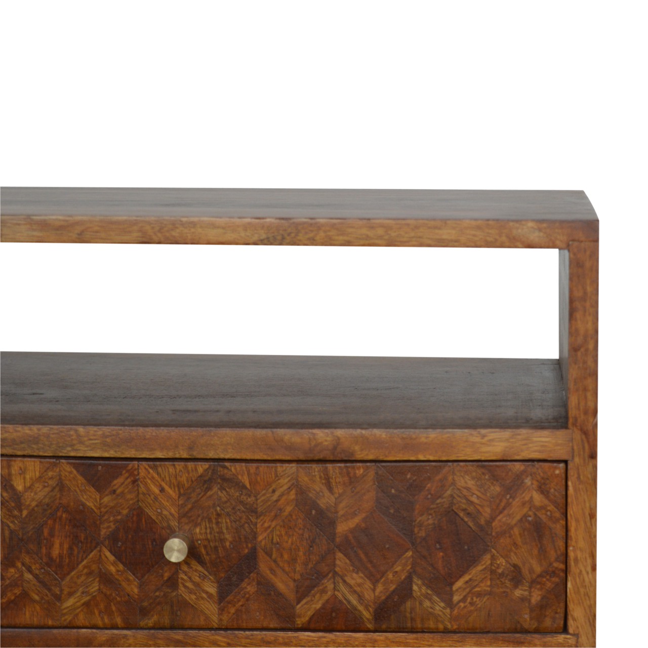 Solid Mango Wood Mixed Chestnut Finished 1 Drawer 1 Slot Bedside - Image 5