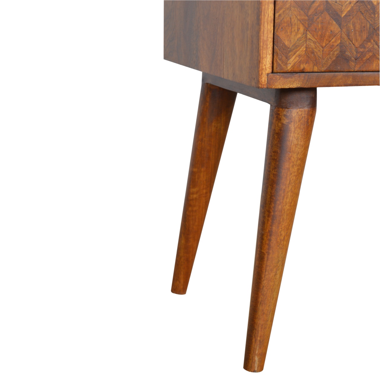 Solid Mango Wood Mixed Chestnut Finished 1 Drawer 1 Slot Bedside - Image 6