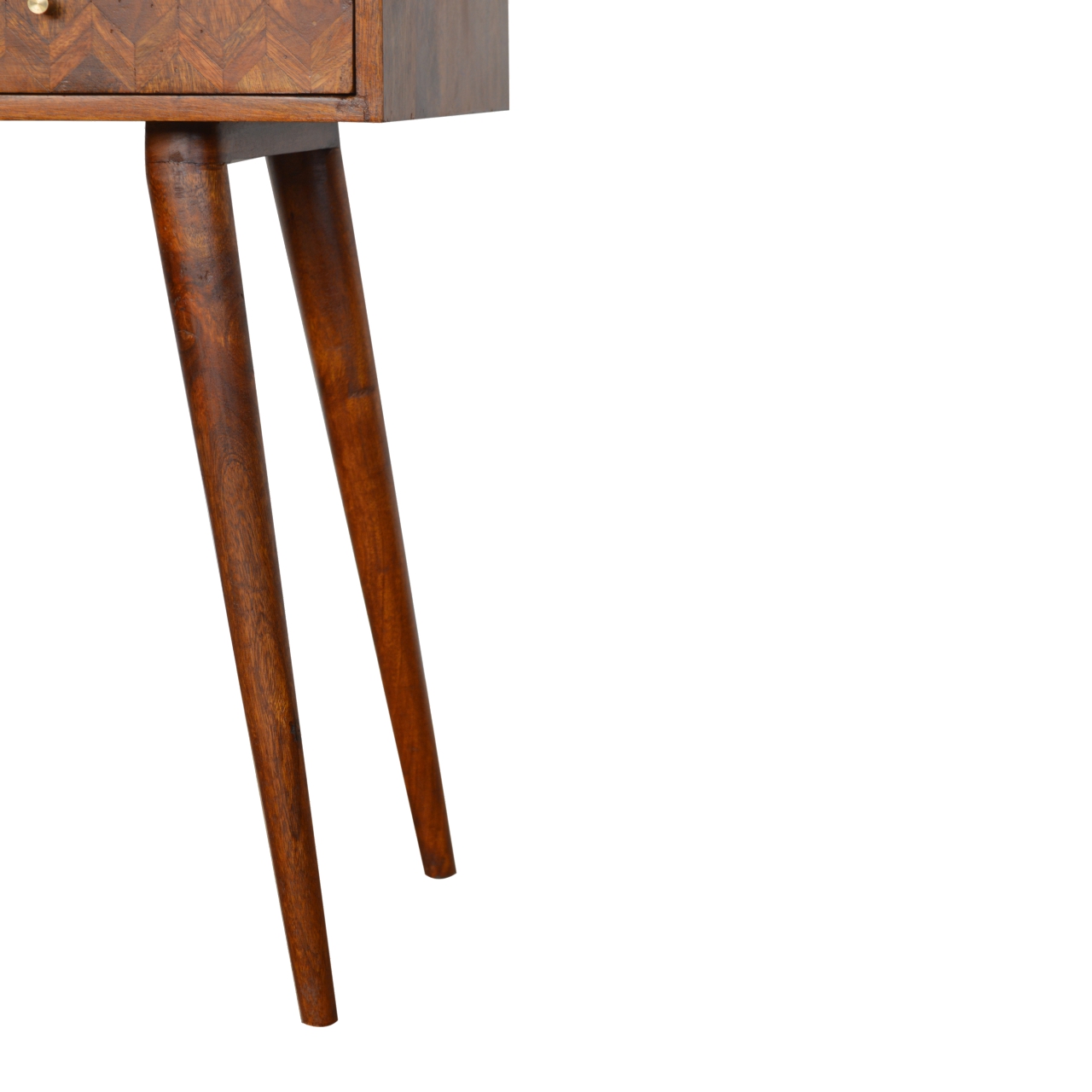Solid Mango Wood Oak Finished Patterned Console Table - Image 7