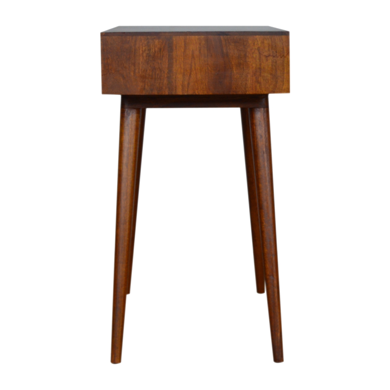 Solid Mango Wood Oak Finished Patterned Console Table - Image 8