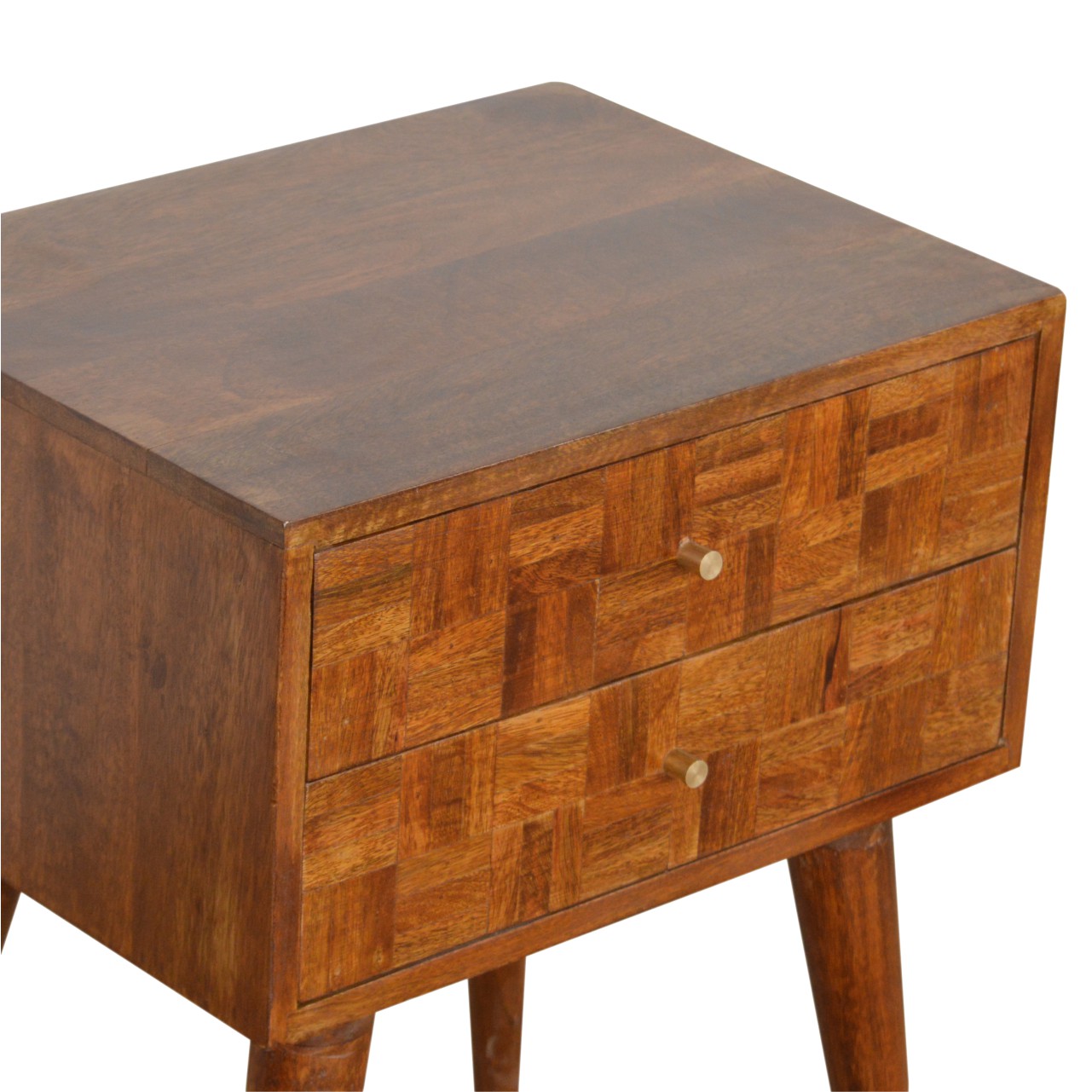 Solid Mango Wood Various Chestnut Finished 2 Drawer Bedside - Image 3