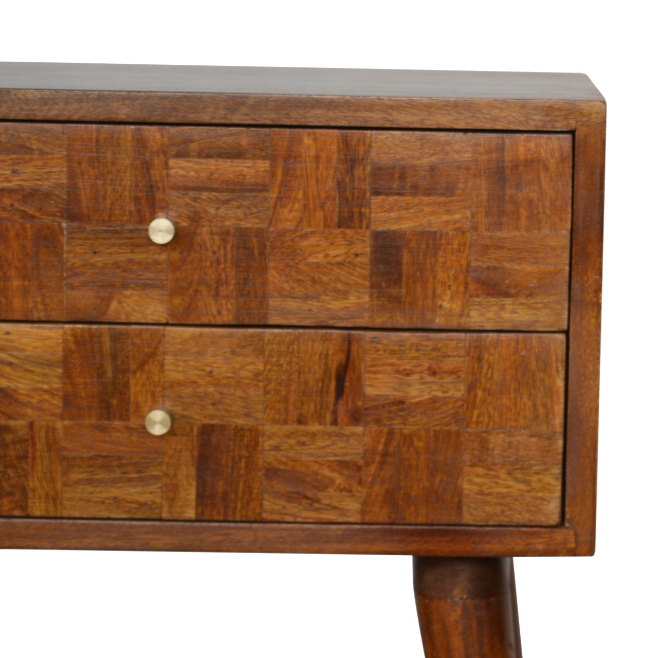 Solid Mango Wood Various Chestnut Finished 2 Drawer Bedside - Image 4