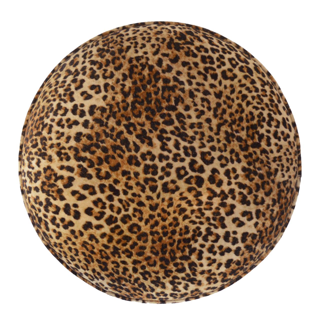Solid Walnut Finished Cotton Velvet Leopard Print Footstool - Image 3