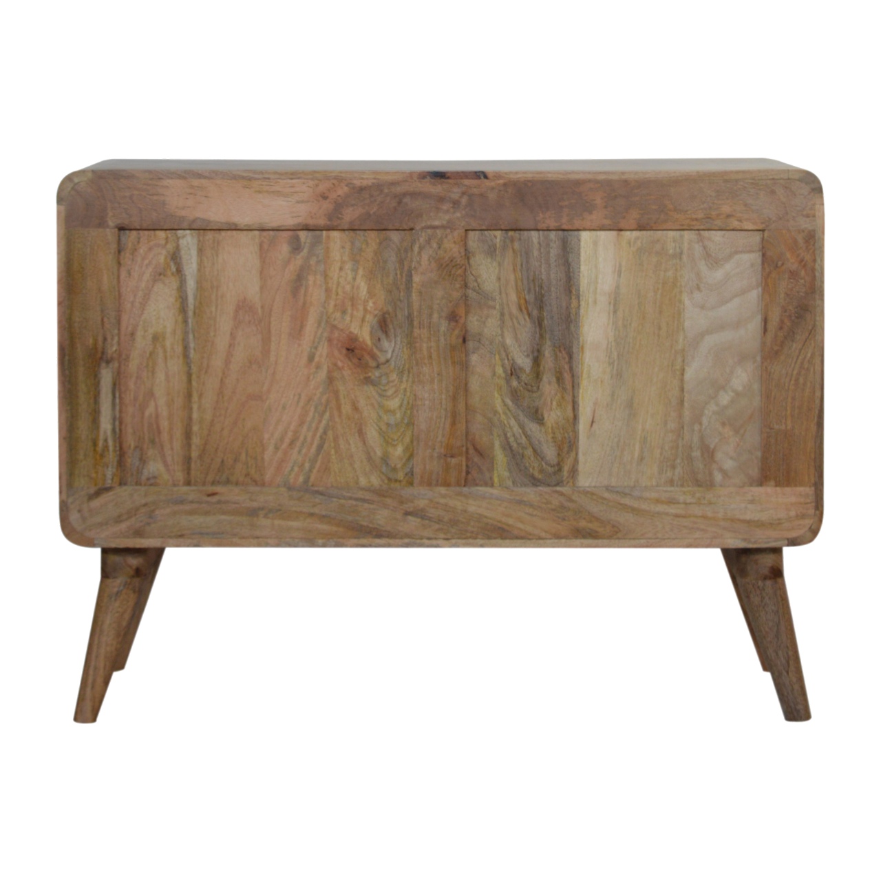 Solid Mango Wood Oak Finished 3 Drawer 1 Woven Front Door Sideboard - Image 8