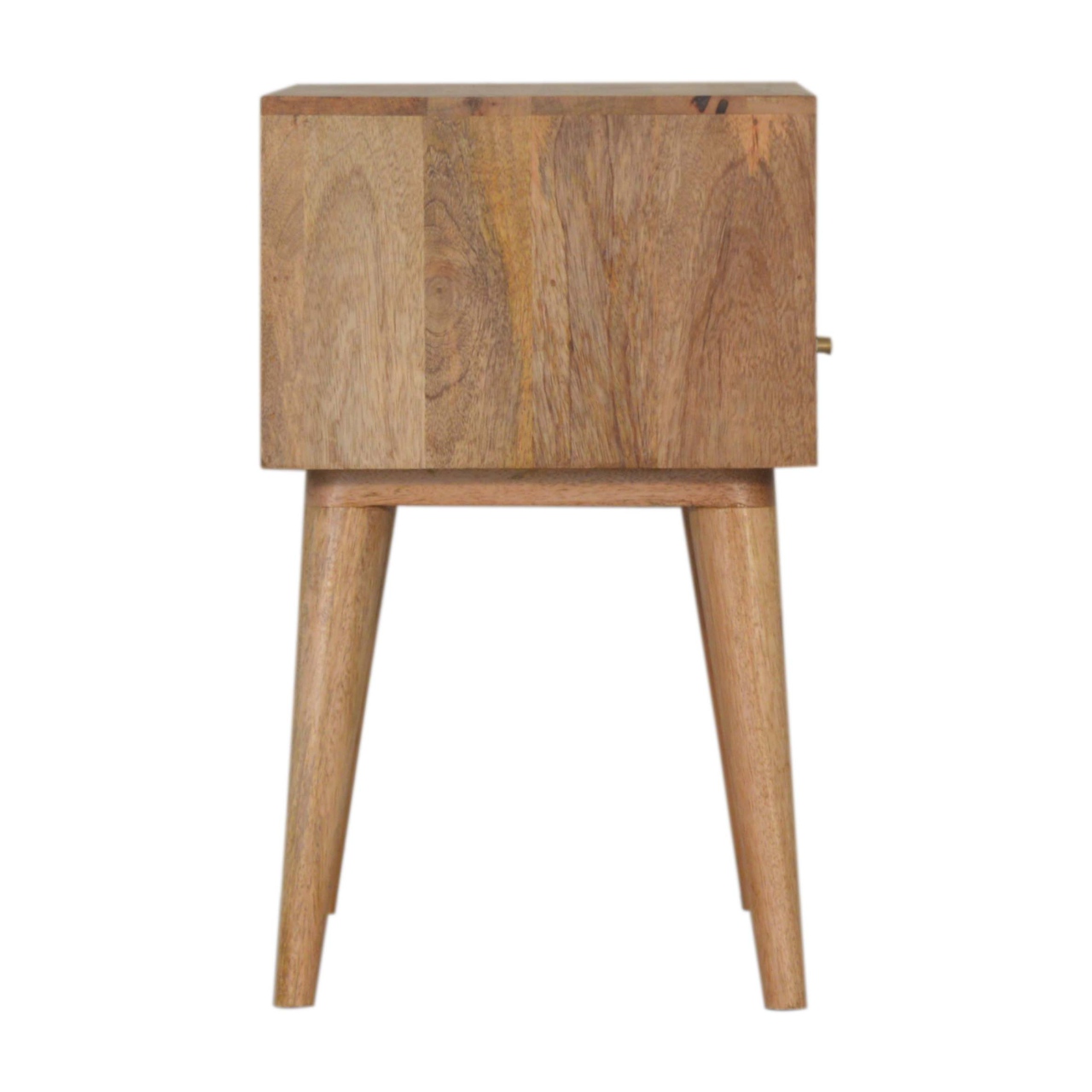 Solid Mango Wood Oak Finished 1 Drawer 1 Slot Pattern Rafina Bedside - Image 8
