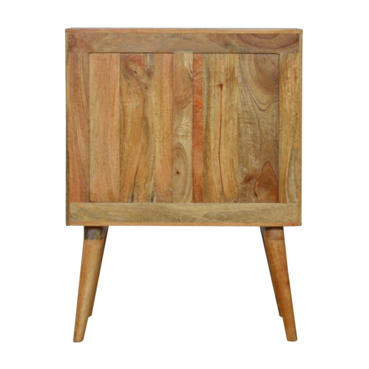Solid Mango Wood Oak Finished 3 Drawer 2 Glass Front Doors Bedside - Image 9