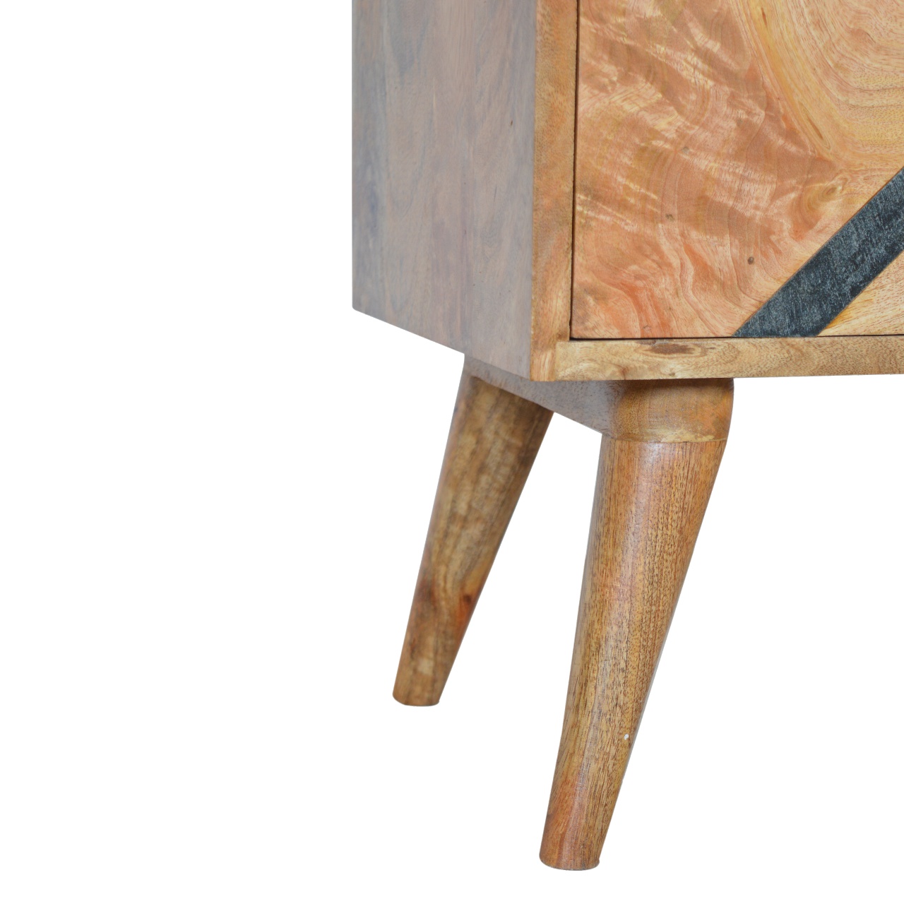 Solid Mango Wood Oak Finished 2 Drawer Slate Pattern Bedside - Image 6