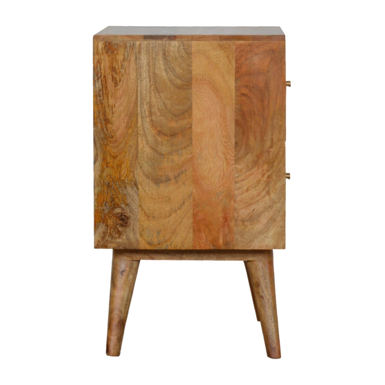 Solid Mango Wood Oak Finished 2 Drawer Slate Pattern Bedside - Image 7