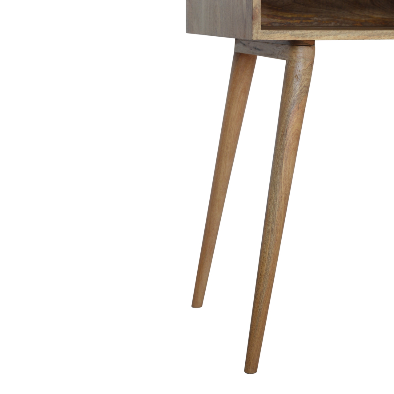 Solid Mango Wood Oak Finished Line Patterned 1 Drawer Desk - Image 6