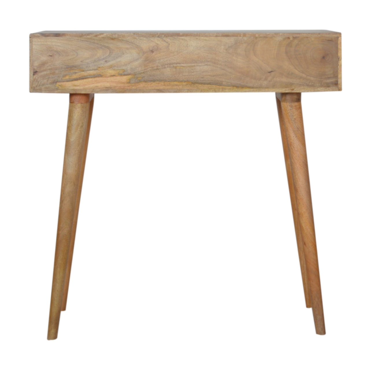 Solid Mango Wood Oak Finished Line Patterned 1 Drawer Desk - Image 8
