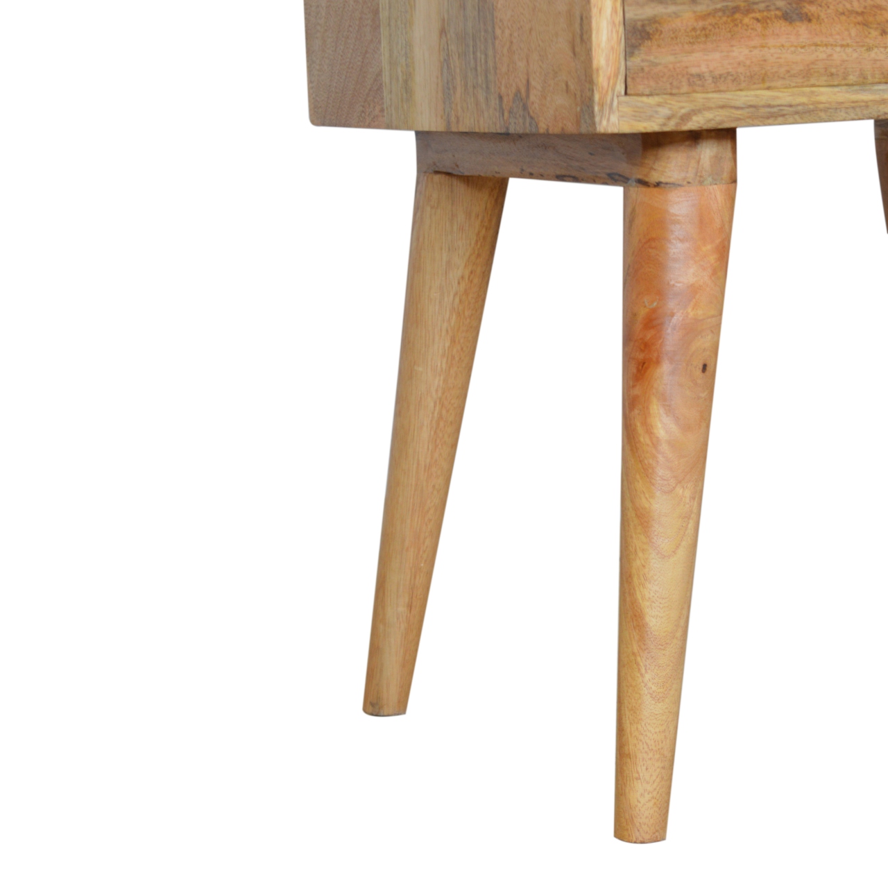 Solid Mango Wood Oak Finished 1 Drawer Open Slot Bedside with White Top - Image 6