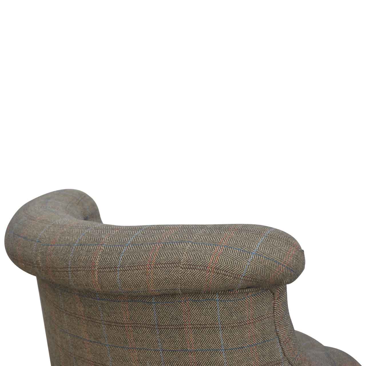Solid Mango Wood Deep Button Upholstered Tweed Small Occasional Chair - Image 10