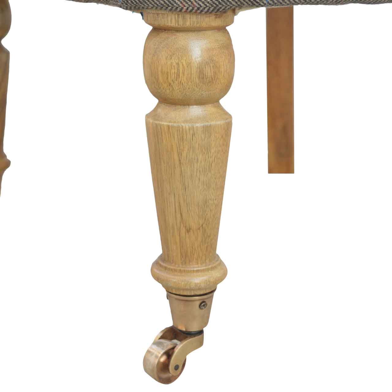 Solid Mango Wood Deep Button Upholstered Tweed Small Occasional Chair - Image 6