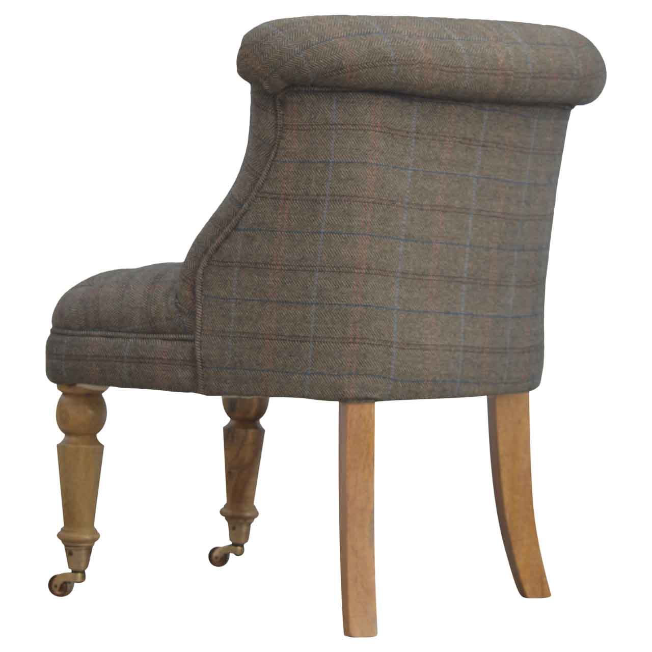 Solid Mango Wood Deep Button Upholstered Tweed Small Occasional Chair - Image 7