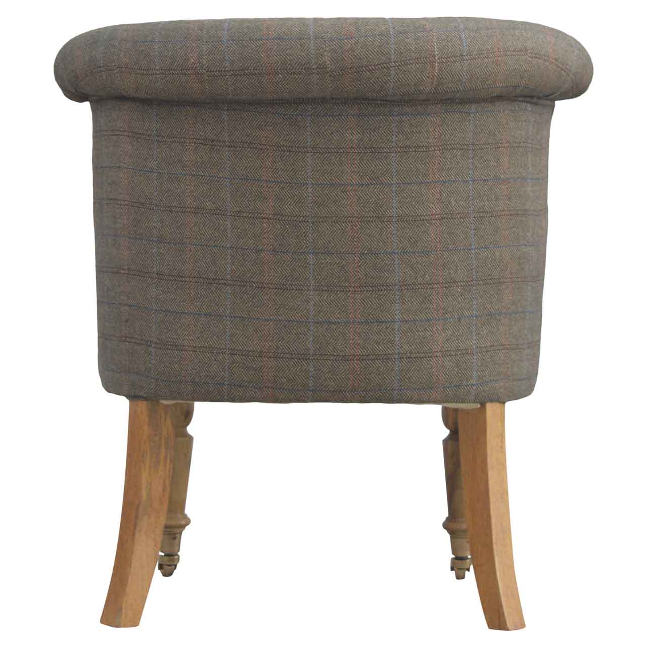 Solid Mango Wood Deep Button Upholstered Tweed Small Occasional Chair - Image 9