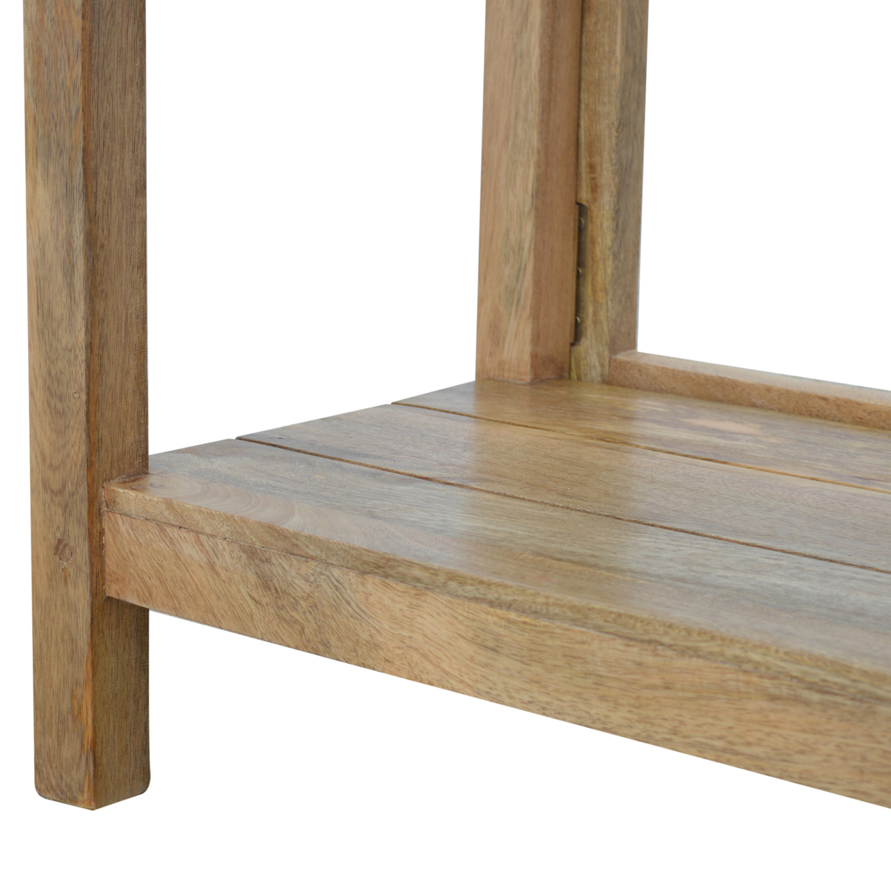 Solid Mango Wood Oak Finished 2 Drawer Breakfast Table With 2 Stools - Image 9