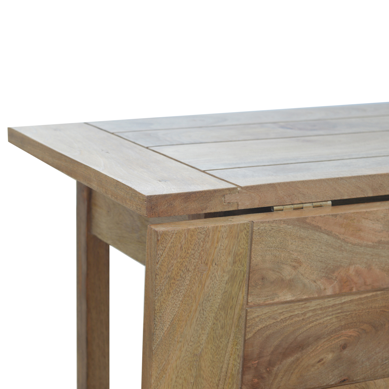 Solid Mango Wood Oak Finished 2 Drawer Breakfast Table With 2 Stools - Image 10