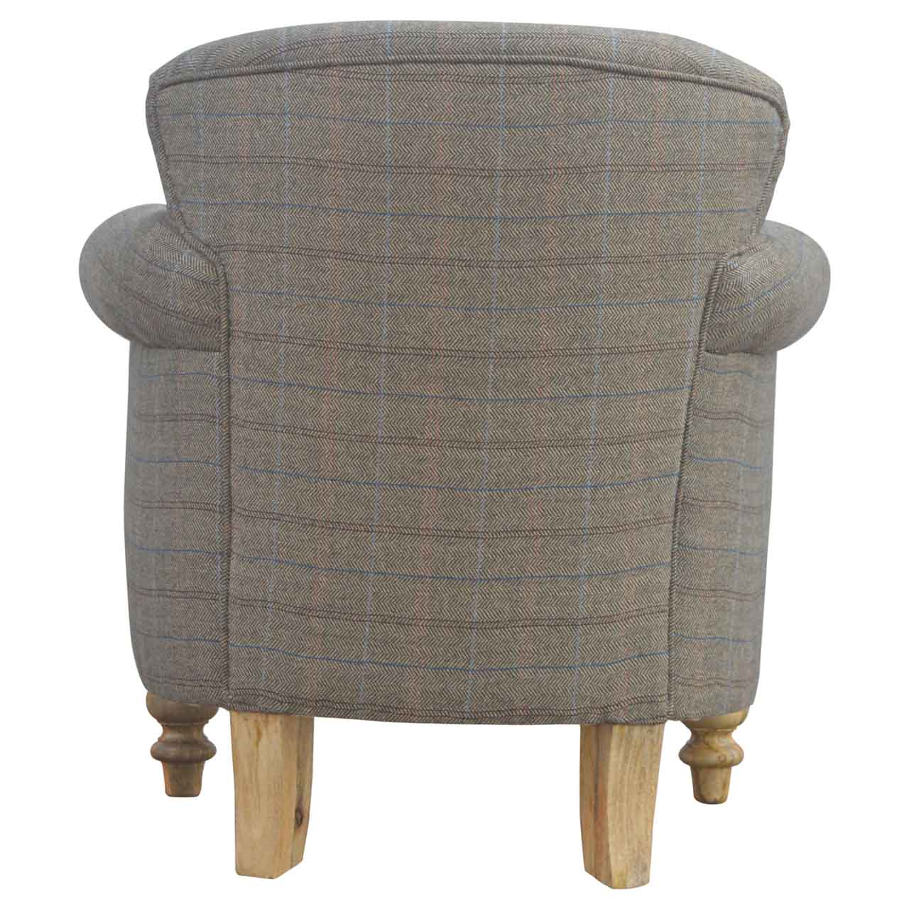 Solid Mango Wood Oak Finished Multi-Tweed Upholstered Armchair - Image 6