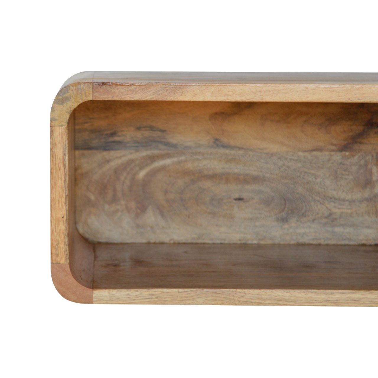 Solid Mango Wood Oak Finished Wall Mounted Open Bedside - Image 4
