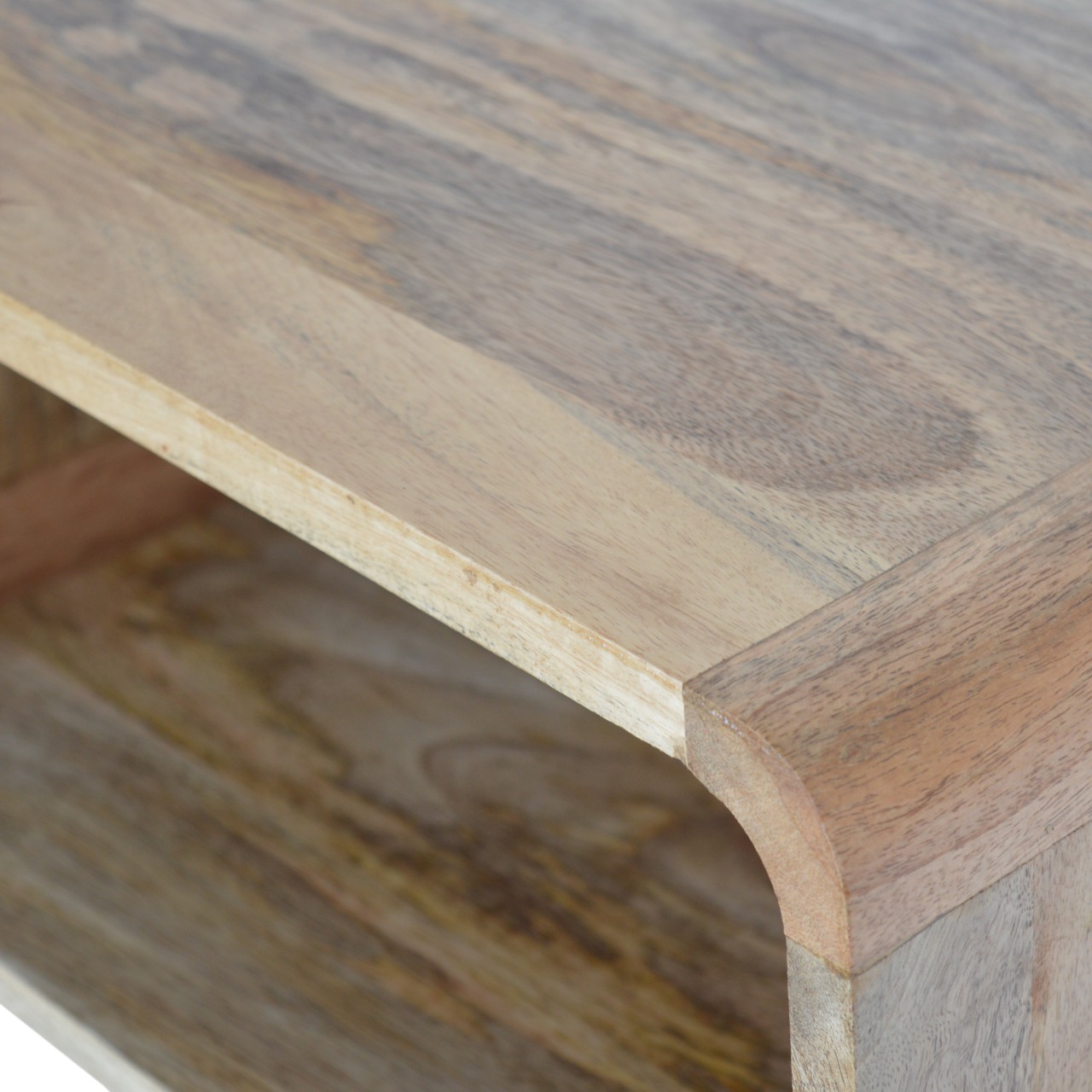 Solid Mango Wood Oak Finished Wall Mounted Open Bedside - Image 7